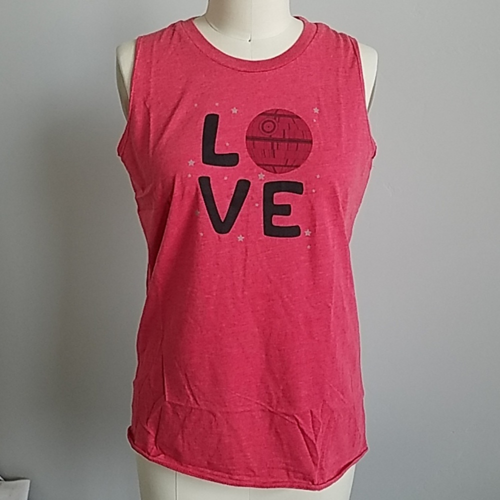 NWT Star Wars Death Star Love Tank Red Junior's Large